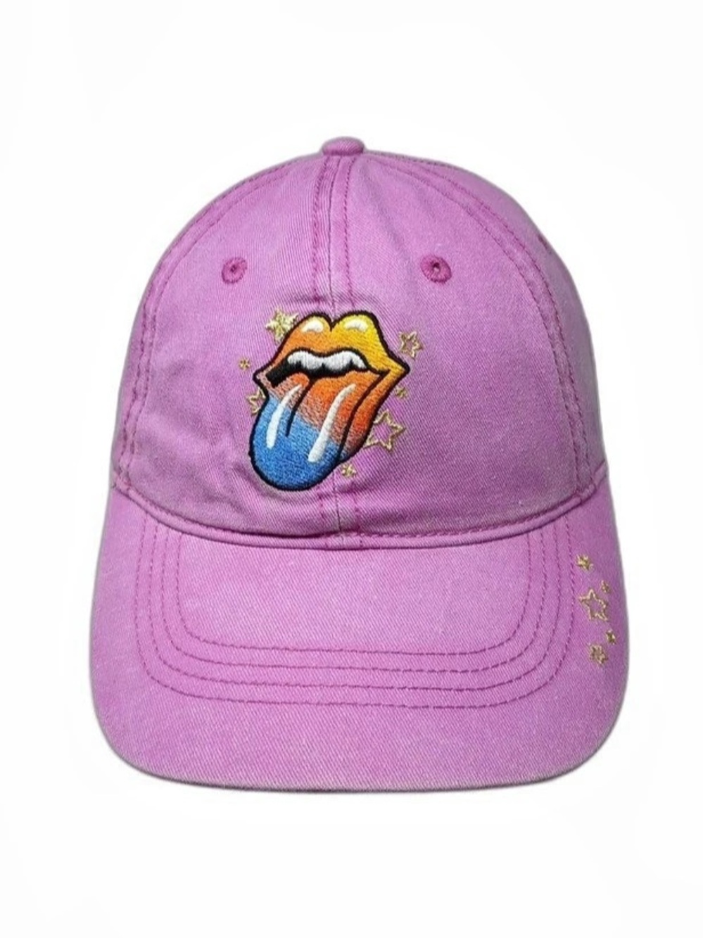 The Rolling Stones Tour Embroidered Tongue Logo Pink Baseball Cap